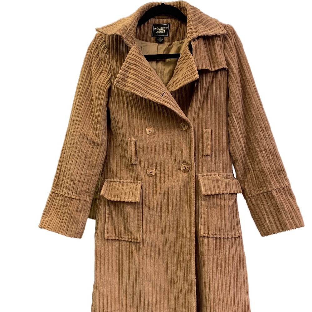 Corduroy Camel Colored Peacoat, Guess Jeans Coat